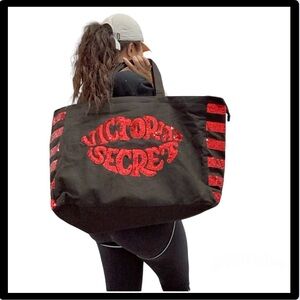 Victoria Secret Weekend Travel Bag in Cotton Canvas with Sequins Embellishment